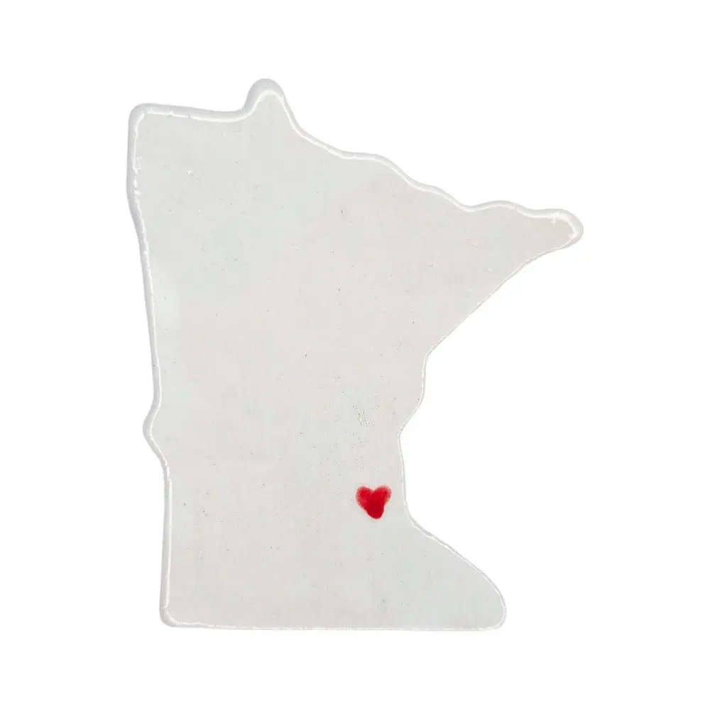 Minneapolis Ceramic Magnet - Handmade Minnesota Souvenir with Red Heart Design