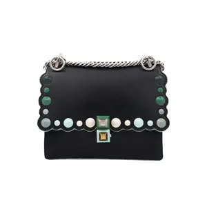 Pre-owned FENDI Leather Shoulder Bags Kan 1 Small Black JM MM470