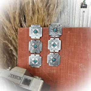 Western Designer Concho Drop Earrings Handmade Jewelry Jewelry Accessories