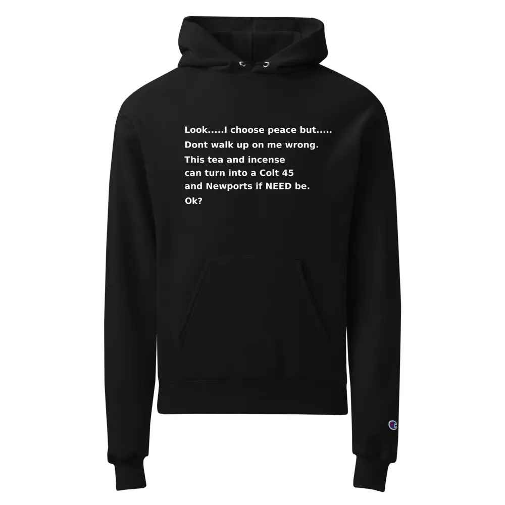 Real Champion Brand Hoodie - Peace and Newports Humor - Unisex - Soft Cozy Double Dry Technology Hoodie with Kangaroo Pocket and Embroidered Logo
