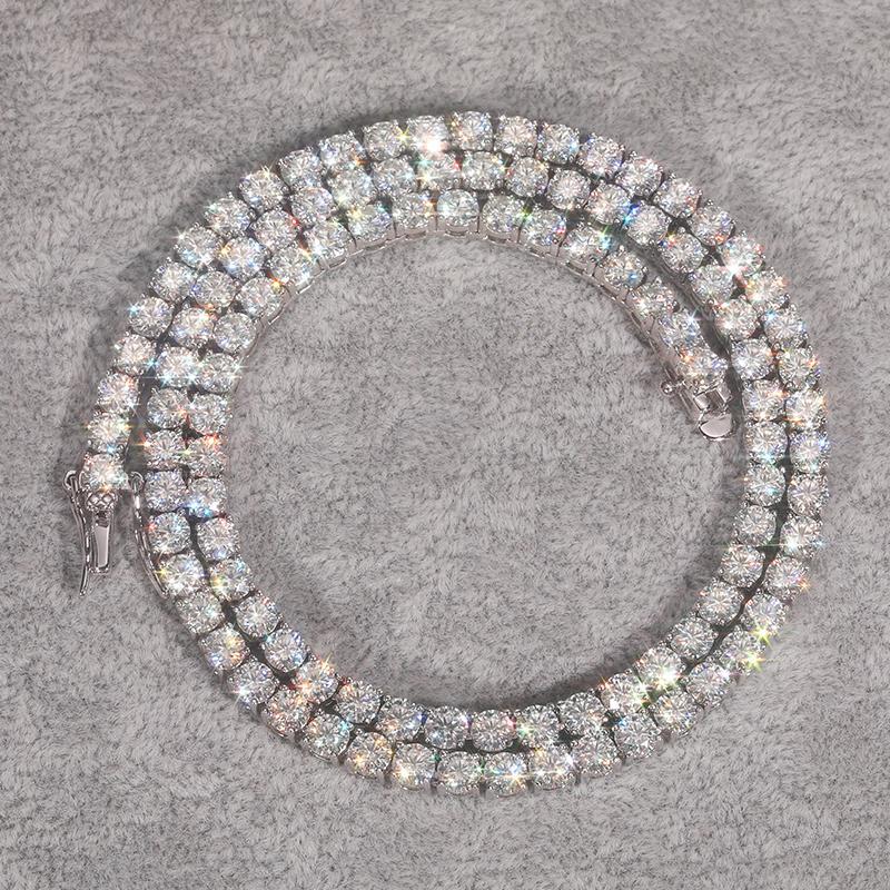 TUHE Unisex Moissanite Tennis S925 Necklaces VVS1 Moissanite Tennis Necklace S925 Silver For Men Women Pass Diamonds Test