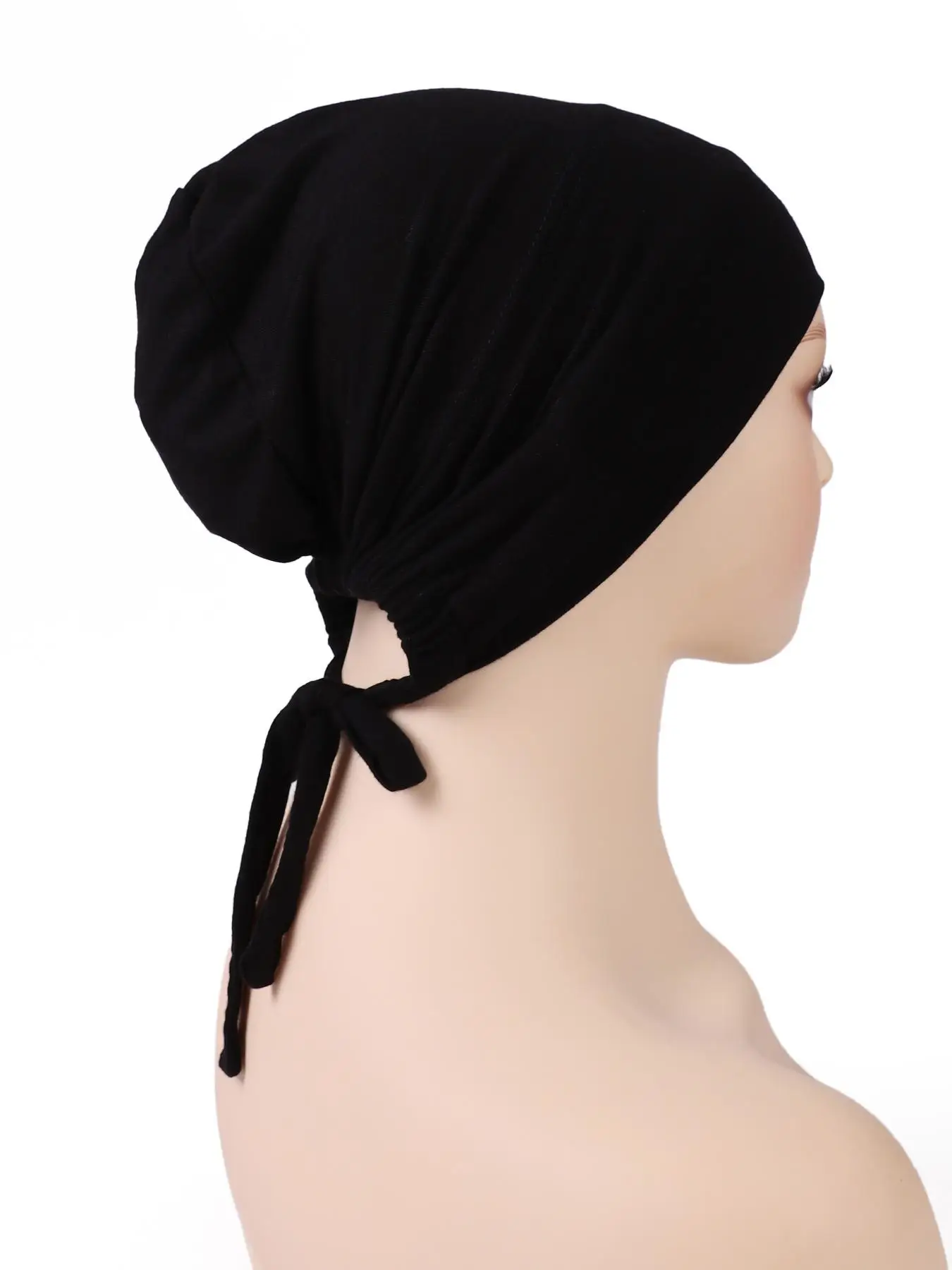 Summer 2024 Drawstring Design Instant Hijab for Women, Simple Matching Soft Comfortable Headscarf, Casual Trendy Plain Color Headscarf for Daily Use