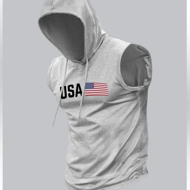 Men's Fashion Sports Fitted Hooded Vest, Sleeveless Vests, Sleeveless Sports Top with Moderate Fabric Thickness for Summer