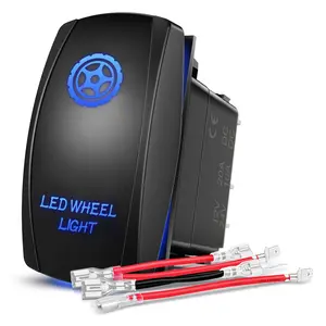 Nilight LED Wheel Light Rocker Switch Led Bar 5 Pin Laser On Off SPST Switches 20A/12V 10A/24V Blue with Jumper Wires Set for Cars Trucks Boats ATVs UTVs RVs