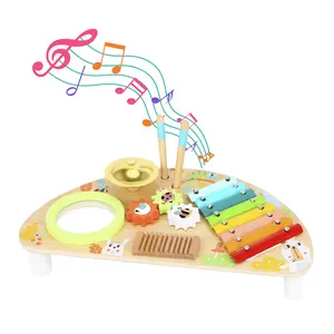 Toyster's Wooden Musical Activity Station – Montessori Sensory Music Toy with Xylophone, Cymbal & Percussion Instruments for Toddlers