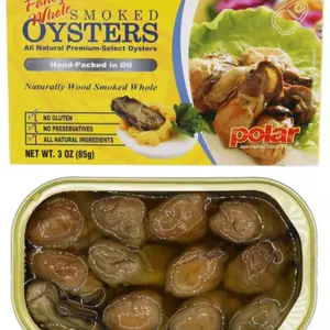 Polar Fancy Whole Smoked Oysters All Natural Premium Select Oysters Hand Packed in Oil 3 oz - Foods