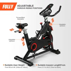 GETMOD Fitness Indoor Cycling Bike Exercise Bike with LCD Monitor Adjustable Stationary Bike for Home Gym Cardion Workout Training Machine