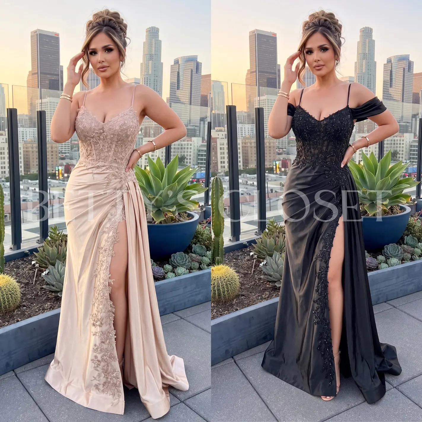 Jaime Off Shoulder Dress W/ Side Gown