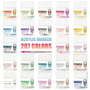 9 Color Liquid Soft Tip Acrylic Markers Set of 207 Colors, Student Drawing Professional DIY Graffiti Marking Filling Pens, Art Markers Set