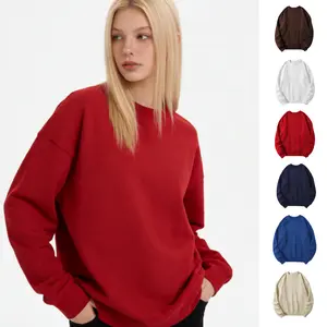 Sunland Casual Fleece Crewneck Sweatshirt Unisex Long Sleeve Loose Fit Pullover Shirts Korean Minimalist Style 2025 Fall Winter Oversized Tops