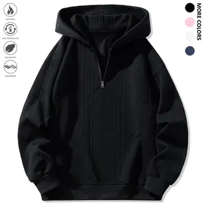 Men's Winter Casual Zip-Up Hoodie - Loose Fit Long Sleeve Pullover with Adjustable Hem, Solid Color Design, Suitable for Outdoor Activities and Everyday Wear, Machine Washable