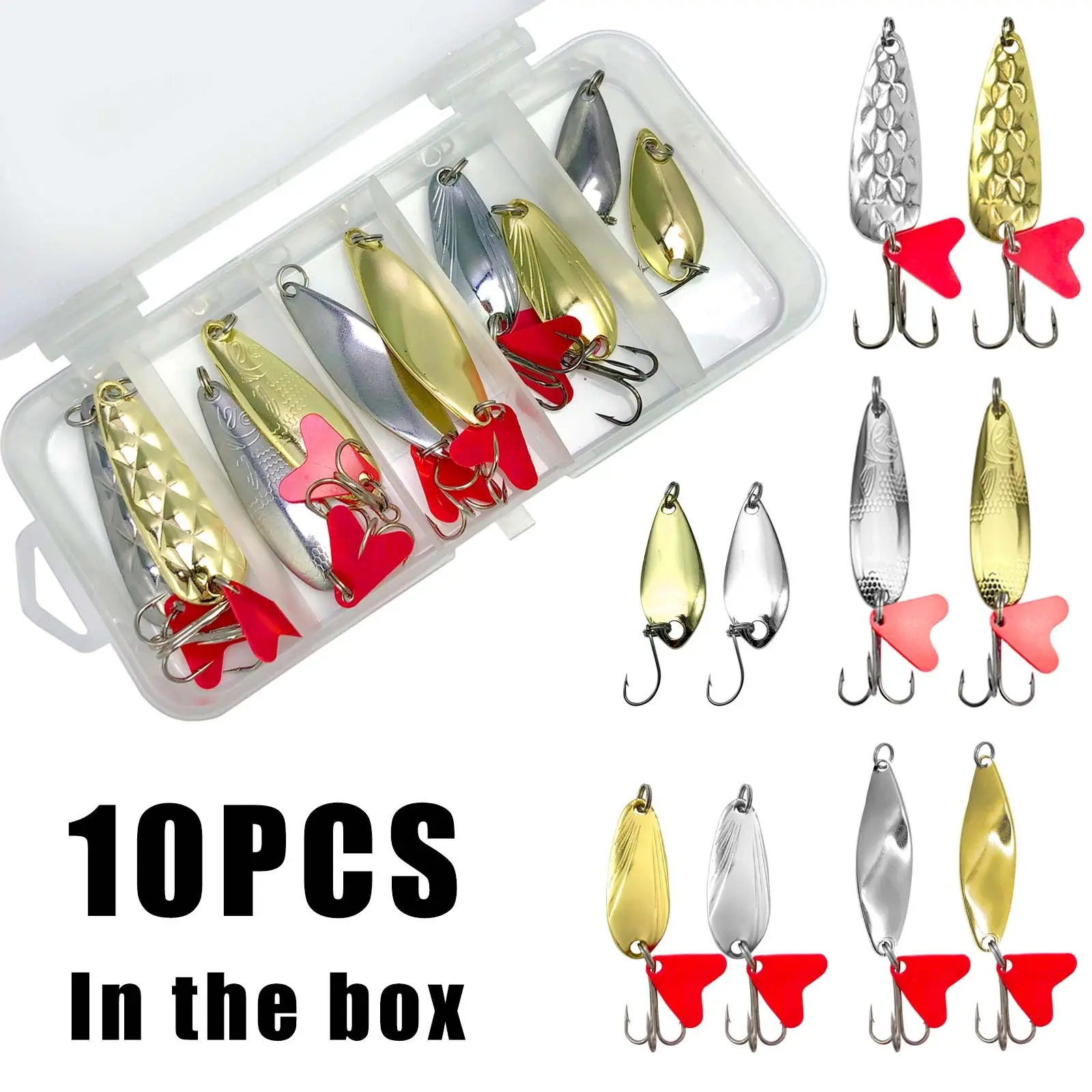 Metal Spoons Fishing Lures Kit, Fishing Spoons Lures Set, Hard Baits in Silver Color &, Bass Trout Salmon, Fishing Tackle Box, Fishing Tool Kit, Artificial Lures, Outdoor Fishing Equipment, Fishing Supplies, Fishing Gear