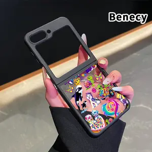 Whimsical Creature Assortment Pattern Foldable Phone Case for Z Flip 7/6/5/4, Axis Protection and Complete Lens Protection Shockproof Silicone TPU Transparent Cover