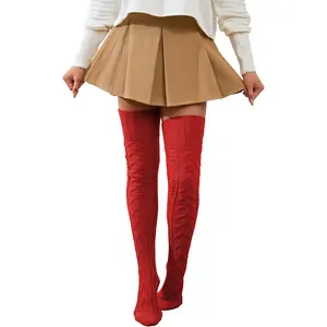 Women's Cable Knit Thigh High Socks Over the Knee Sock Extra Long Leg Warmers