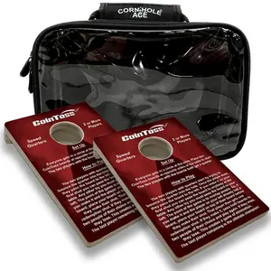 2 CoinToss Boards and Carry Case Set | Speed Quarters - Dark Red