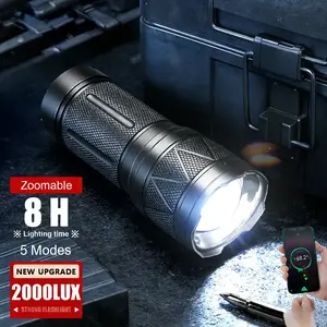 2000LM Durable Alloy High Power LED Flashlight, Portable Emergency Lighting, Zoom Powerful Torch for Outdoor Hiking Patrol Camping