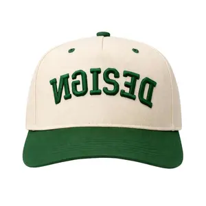 Custom Embroidered Hat, Green and Cream, Upside Down Text Snapback