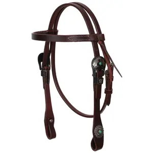 Turquoise Halo Argentina Cow Leather Browband Headstall - Mini/Small Pony