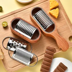 Stainless Steel Cheese Grater with Wooden Storage, Sharp Grinding Surface, Perfect for Kitchen Use, Kitchen Gadget