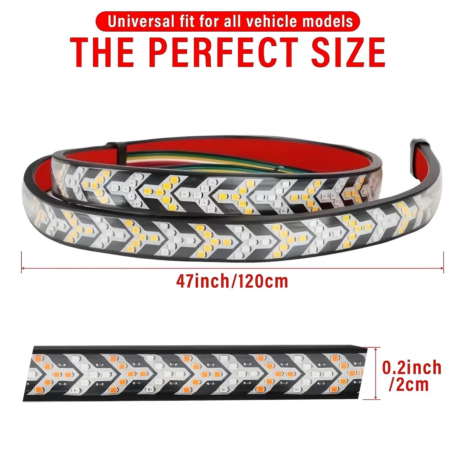 47in Truck Tailgate Light Strip Bar Arrow with Red Running Brake Lights Amber Turn Signals Strobe Lights LIGHTING Arrow LED Tailgate Running Light Kit, Bar Strip for Truck, Strobe (Flashing) Brake Flexible Switchback Red Amber Yellow Sequential, 540 LED