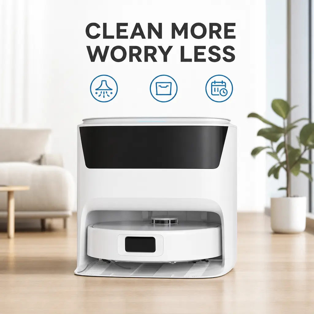 Indoor Recreation Smart Robotic Vacuum Cleaner with All-in-1 Base Station, Automatic Household Floor Cleaner for Hard Floors & Indoor Home Use