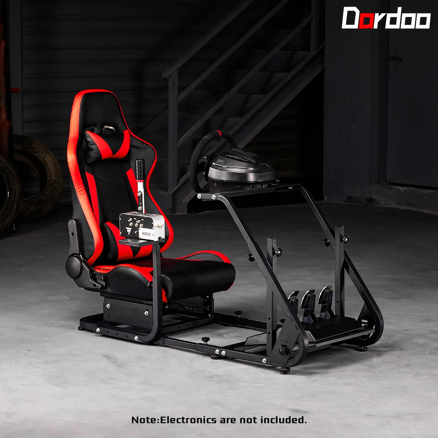 Dardoo Gaming Racing Chair Simulator Cockpit - Ergonomic, Customizable Red Seat with Extensive Adjustability, Neck/Lumbar Support, Reinforced Structure (Compatible with G920, G923, Xbox; Steering Wheel, Handbrake, Shifter, Pedals Not Included)