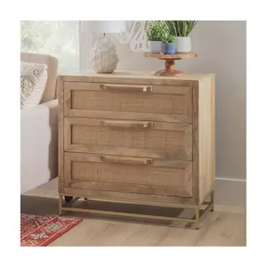 Linon Home Fielding Natural Rattan Three DrawerCabinet