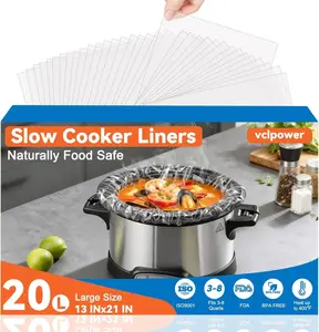 Vclpower Slow Cooker Liners 13"x21" Large Size Disposable BPA-Free Pot Liners for 3-8 Quart Slow Cookers 20 Count FDA-Compliant Heat-Resistant & Leak-Resistant Cookware - Sturdy Cookware Round Round