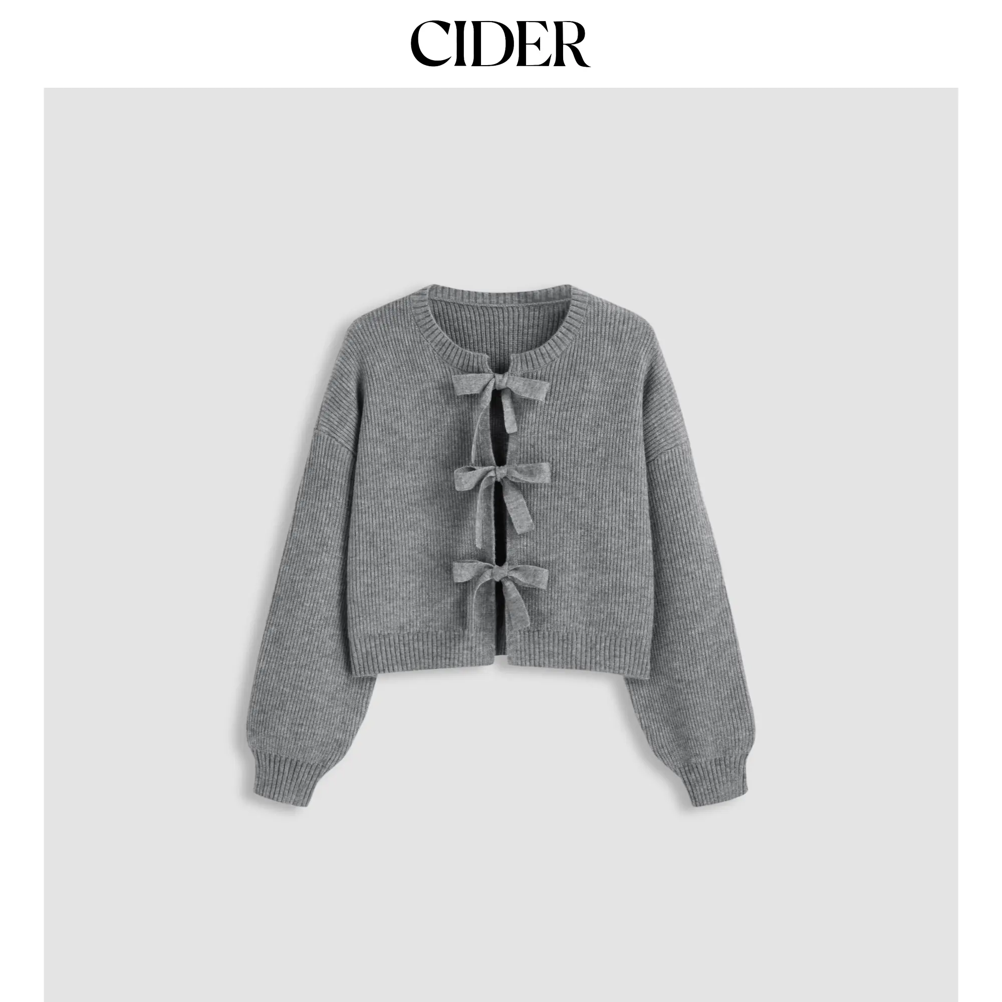 Cider Women's Plus Size Knit Cardigan - Solid Tie-Front Round Neck Knitwear for Sizes 0-26, Available in 7 Colors