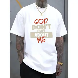 Monawear Men's "God Don't Play About Me" Graphic Tee - Stylish Summer Casual T-Shirt, Lightweight Polyester Fabric, Round Neck, Short Sleeve, Comfortable & Versatile for Casual Attire
