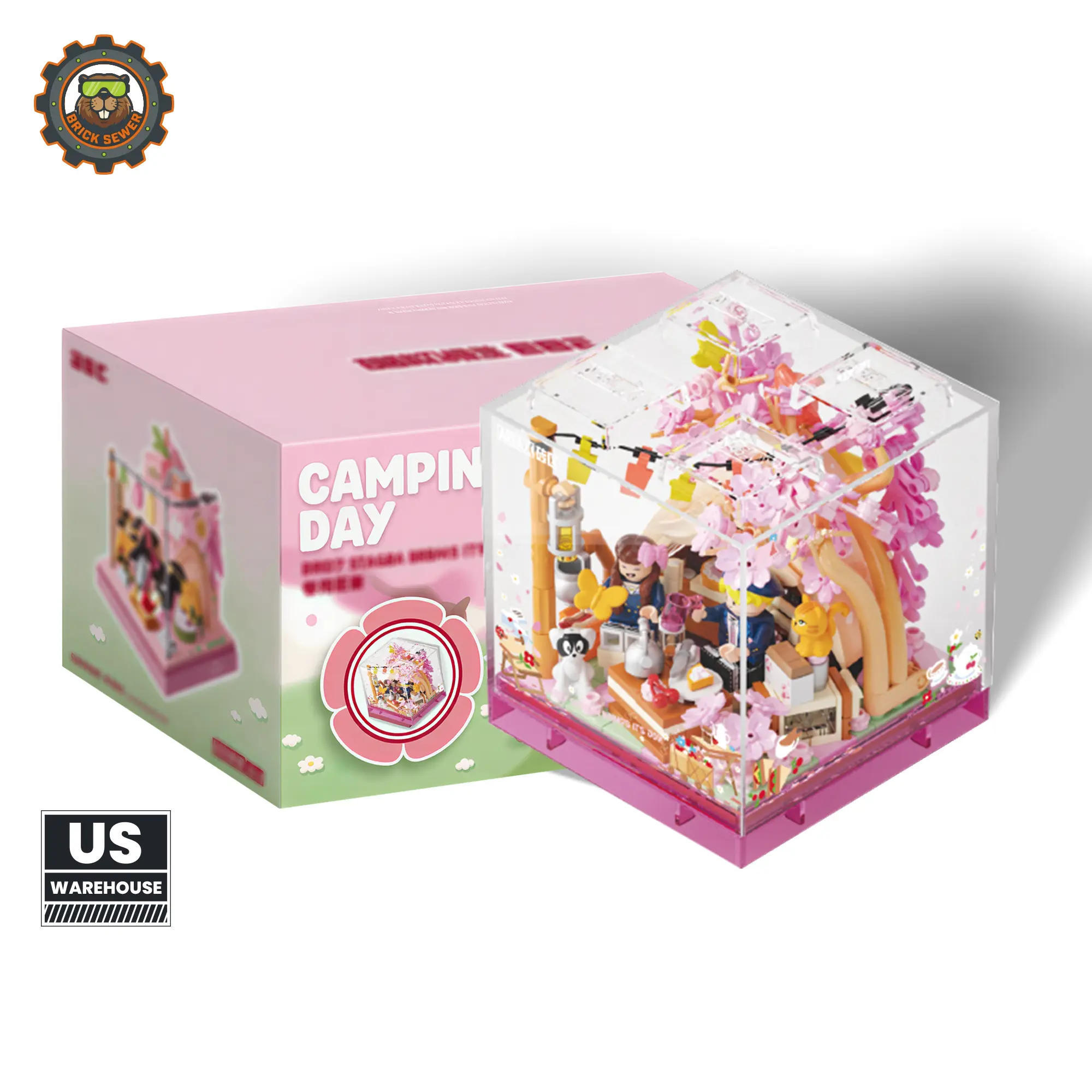 Plastic Brick Building Kit - Ages 12+, Mini Spring Camping Nature Scene Diorama Model, Plastic Blocks Desk Decor Collector Display Gift
