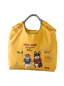 Cute Cat & Dog Canvas Tote Bag | Everyday Slouchy Shoulder Purse