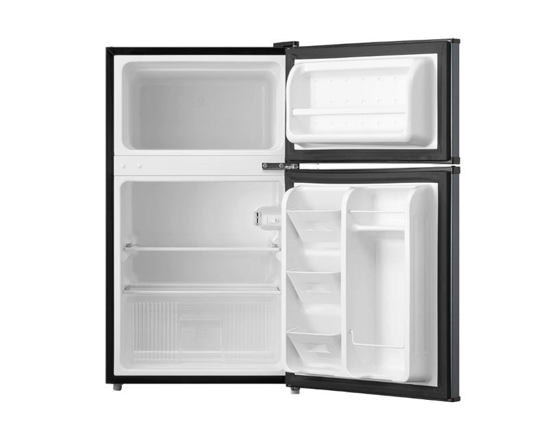 3.2 Cu ft Stainless Steel Mini Fridge with Freezer, Double Door, Frost-Free, Large Capacity, Adjustable Thermostat, dorms, or offices