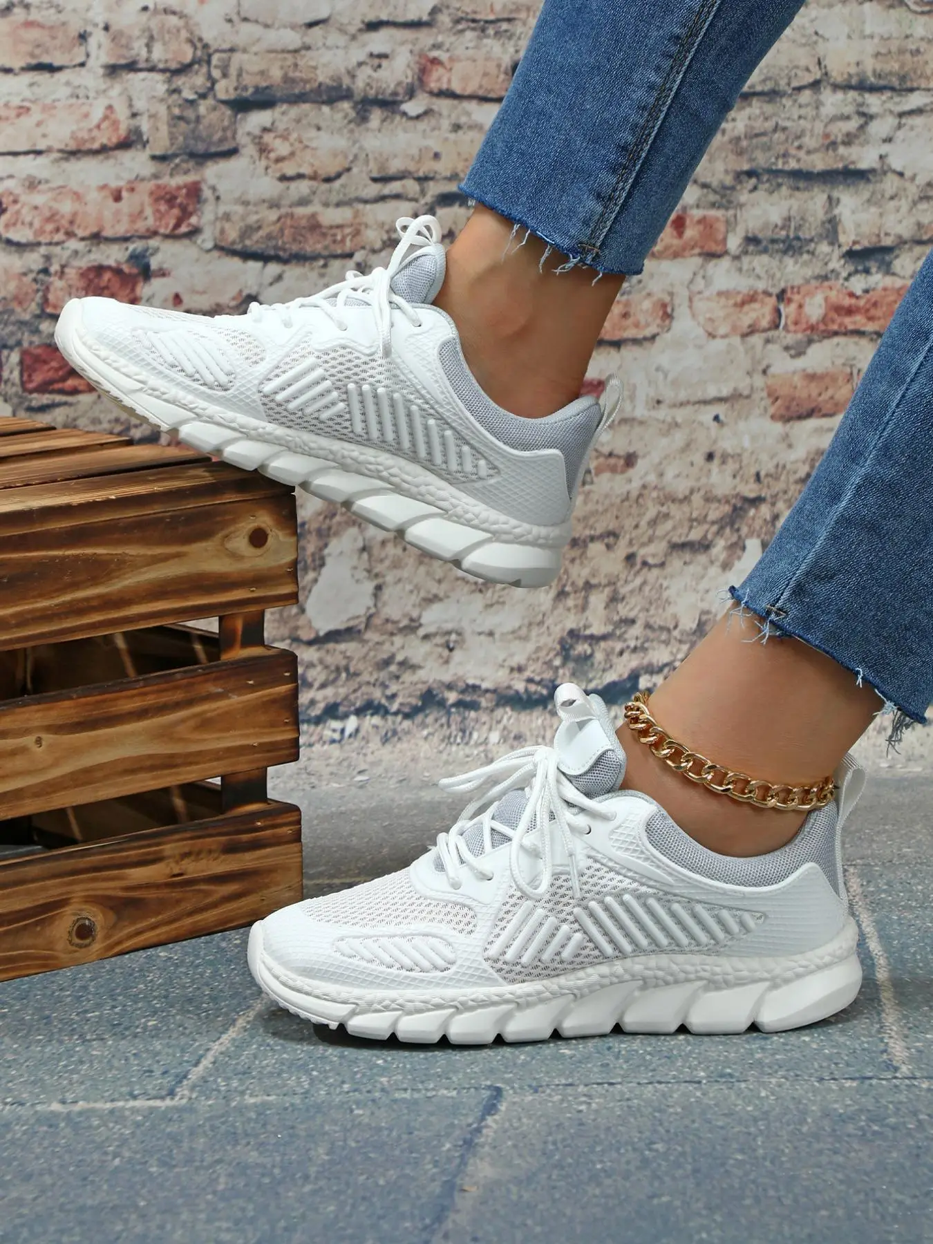 Women's Summer Colorblock Mesh Trainers, Lightweight Breathable Comfortable Sports Running Footwear, Casual Plain Lace-up Low Top Sneaker Shoes