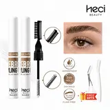 HECI 2-PCS Eyebrow Styling Kit - Brow Definer with 2-in-1 Dual Brush, Strong Hold Waterproof Cosmetic, 24H Fluffy Smooth Natural Look, Flake-Free & Non-Sticky, Cruelty-Free Long-Lasting Enhancer