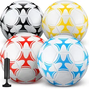 12 4 Pack Soccer Ball with Pump Deflated Soccer Balls Bulk for Outdoor Indoor Game Practice Training Sport Gift for Kids Boys Youth Teens Adult Charity Donation