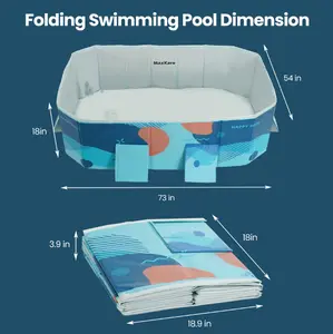 73'' Foldable Dog Pool, Portable Puppy Bath Tub for Cats Pets Indoor and Outdoor, Blue