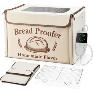 Proofing Box - Foldable Proofing Bread Box with 68-122°F Temp & 48H Timer, Bread Proofer for Sourdough, Pizza Dough, Yogurt, Kombucha, 5-Layer (Beige)