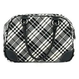Pre-owned BURBERRY canvas Tote Bags Nova Check Hand Bag Nylon Black Silver LDNBH0018