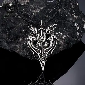 Vintage Vikings Odins Raven Arrow Necklaces Men Norse Dragon Runes Sword Crow Pendant Antique Stainless Steel Icelandic Jewelry