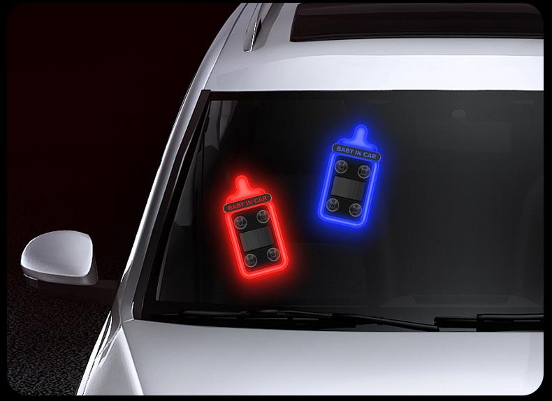 Car Baby Bottle Light Solar LED Decorative Warning Light, Triangle Window & Rear Window Interior Ambient Light, Baby On Board