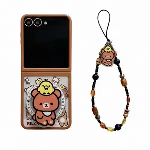 Hanfeng Bear is suitable for Samsung Z Flip 7/6 phone cases, folding screen W25 Flip magnetic protection cover, Galaxy Z Flip 7 FE anti-drop case, two-in-one flip5 full package, cute female flip cove