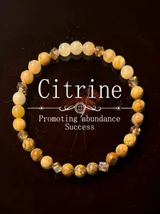 Artificial Crystal Beaded Bracelet, 6mm Handmade Jewelry Gift, Symbolizes Abundance and Success, Unisex Boho Style, All Seasons