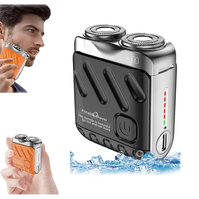 Lightweight Mini Luggage Electric Shavers for Men, New Beard Shaver Portable Suitcase Design, Electric Razor, USB Rechargeable One-Button Long Lasting