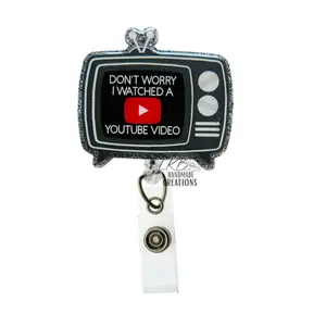 Don't Worry, I Watched a YouTube Video Badge Reel - Handmade Retractable ID Badge Holder with Fun Design for Healthcare and Office Wear