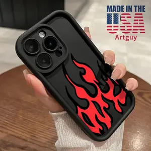 Red Burning Flame Advanced fashion gift Case for iPhone 16 15 14 Pro Max 16E 13 12 11 XR XS Plus Shockproof Full Camera Protection Durable slim Silicone Cover