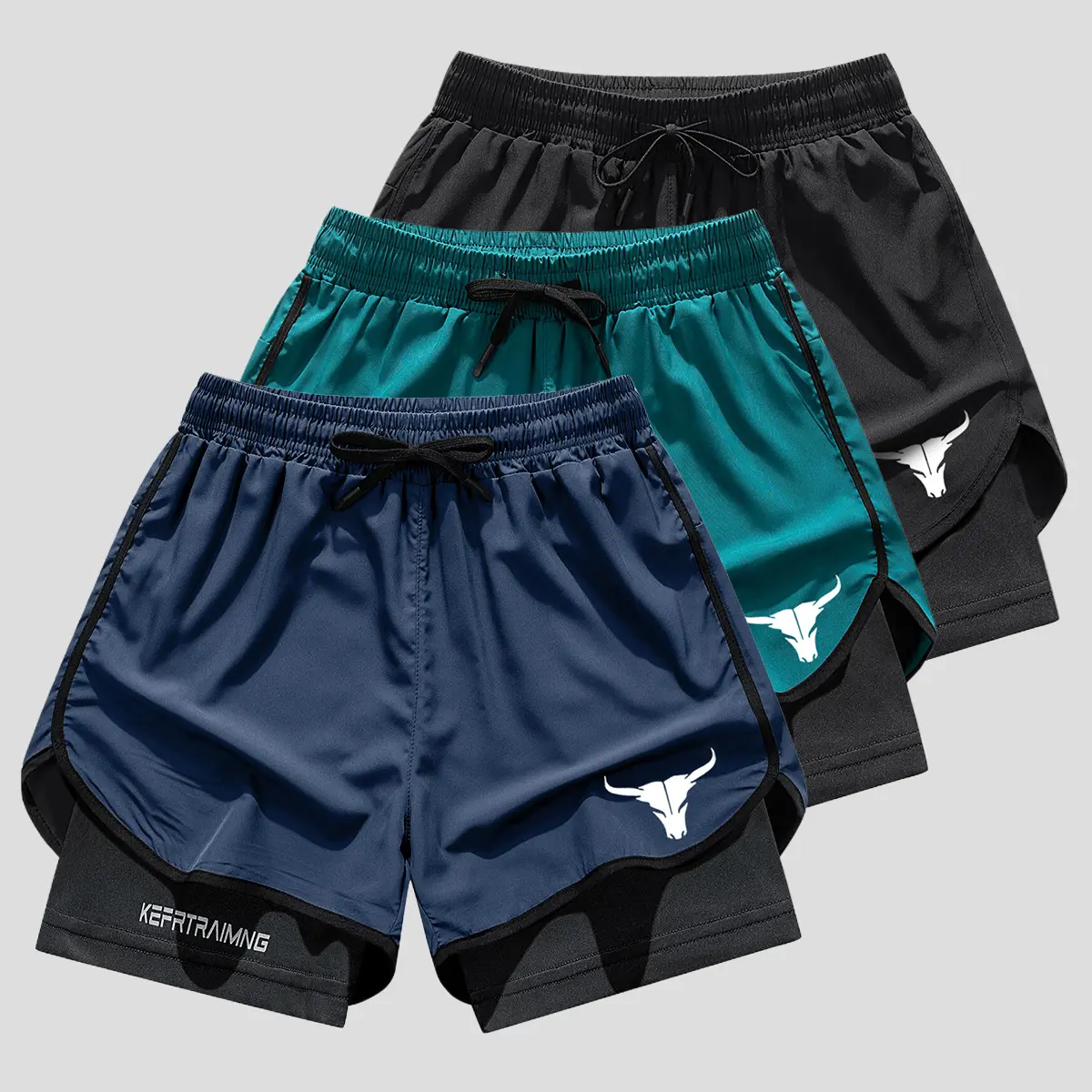 Men's 2-in-1 Fitted Active Shorts with Compression Liner, Quick Dry Athletic Shorts with Zipper Pockets for Gym & Running, Xxl, Athletic Wear, Breathable Material Men's Shorts