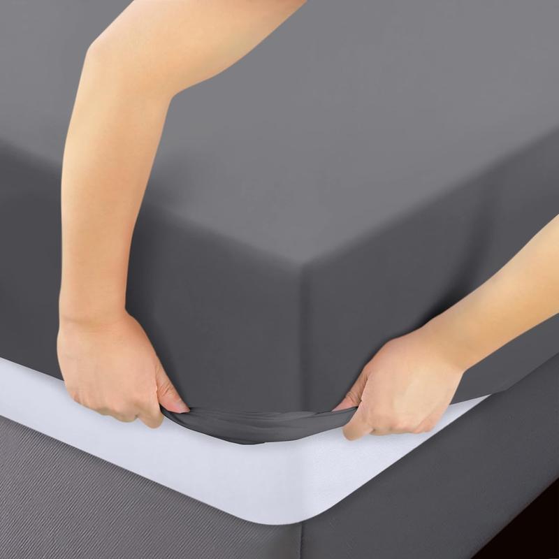 6-Piece Deep Pocket Bedding Set, Fitted and Flat Sheet, Hypoallergenic, Elastic All Around, Multiple Colors and Patterns - 100% Microfiber Brushed Weave Machine Washable