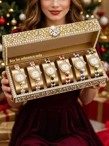 6pcs Women's Pearl Bracelet & Diamond Watch Set, Elegant Quartz Watches, All-Season Fashion Accessories, Perfect Gift for Her