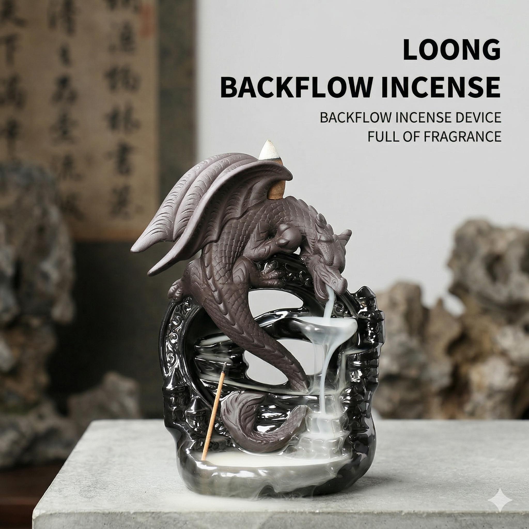 Ceramic ornaments / Dragonfly aroma diffuser with reverse-flow fragrance / Black dragonfly waterfall-style reverse-flow aroma decoration / Living room decoration / Garden decoration / Father's gift